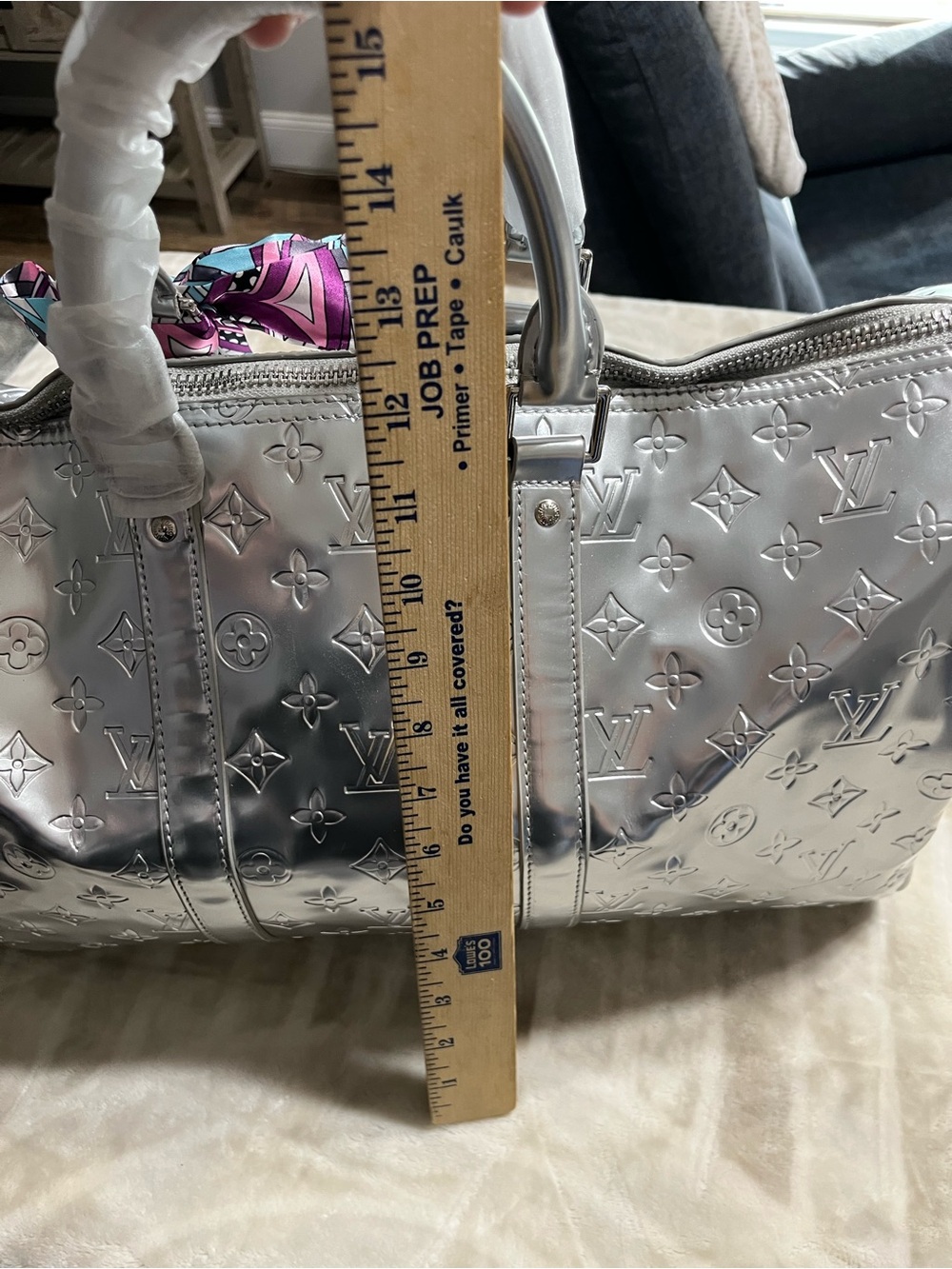 Louis Vuitton Silver Monogram Speedy with Multicolor Scarf Accent - Picture 11 of 16